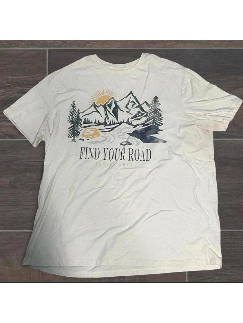 XL men’s White and black skater Find Your Road T-shirt